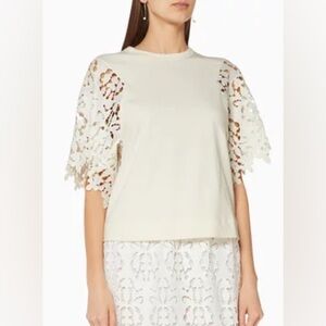See by Chloe Lace Sleeve Top in White Size S